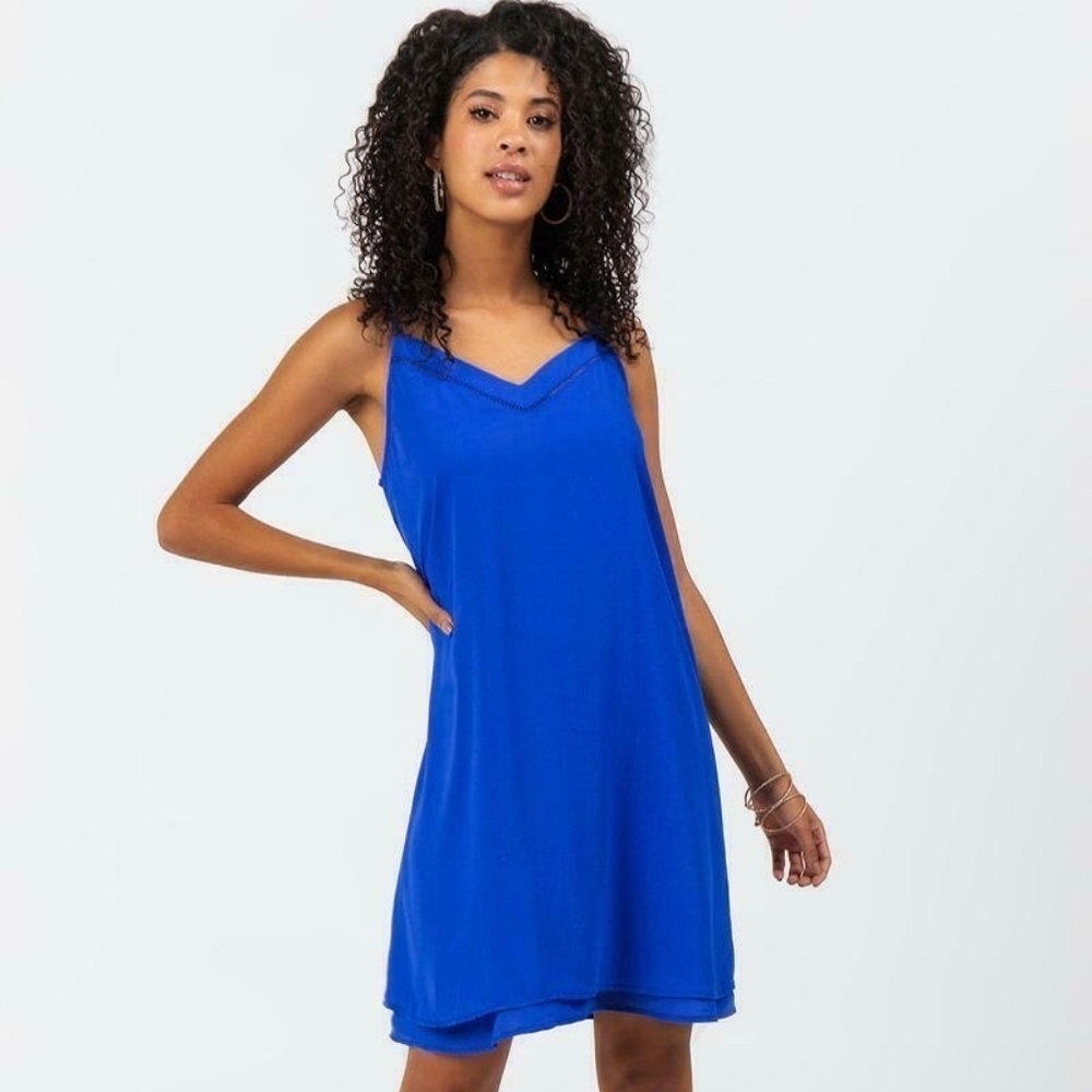 New Francesca's Double Layer Blue Mini Dress XXS